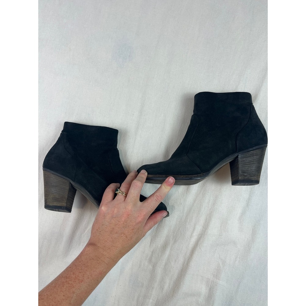 Paul Green Black Suede Ankle Boots Block Heel Made in Austria Womens 4.5 US 7